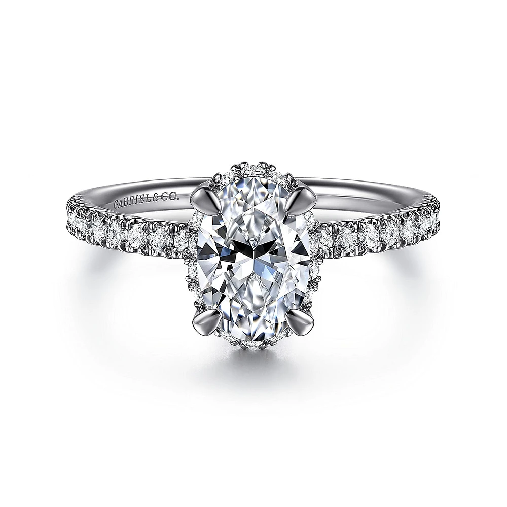Gabriel & Co 8X5.5 Engagement Ring 14K White Gold Contemporary ER16566O4W44JJ