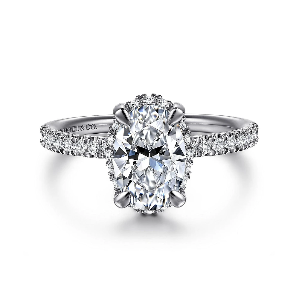 Gabriel & Co 9X6 Engagement Ring 14K White Gold Contemporary ER16566O6W44JJ