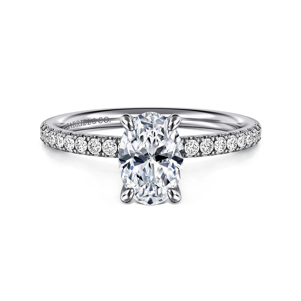 Gabriel & Co 8X5.5 Engagement Ring 14K White Gold Contemporary ER16570O4W44JJ