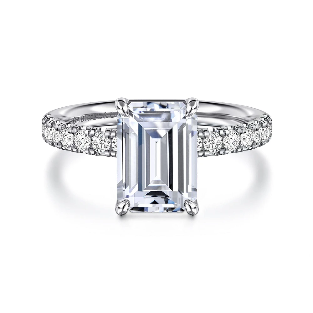 Gabriel & Co 9X6.5 Engagement Ring 14K White Gold Contemporary ER16572E10W44JJ