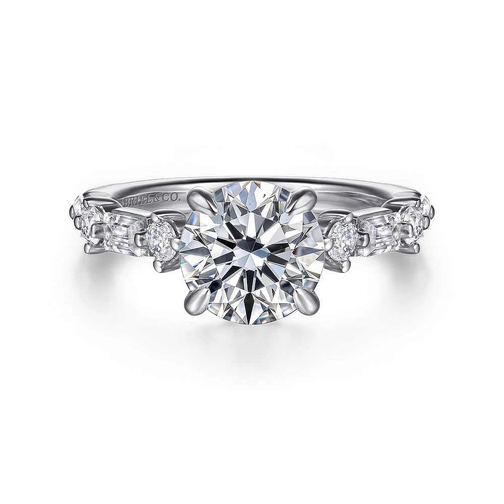 Gabriel & Co 8 Engagement Ring 14K White Gold Starlight ER16664R8W44JJ