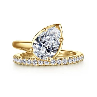 Gabriel & Co 10.5X7 Engagement Ring 14K Yellow Gold Bujukan ER16668P8Y44JJ