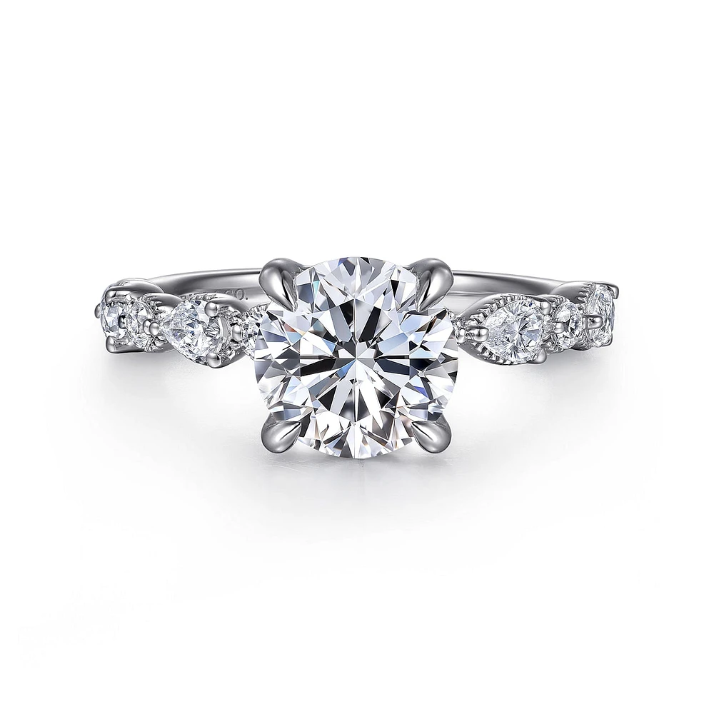 Gabriel & Co 8 Engagement Ring 14K White Gold Victorian ER16672R8W44JJ