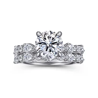 Gabriel & Co 8 Engagement Ring 14K White Gold Victorian ER16672R8W44JJ