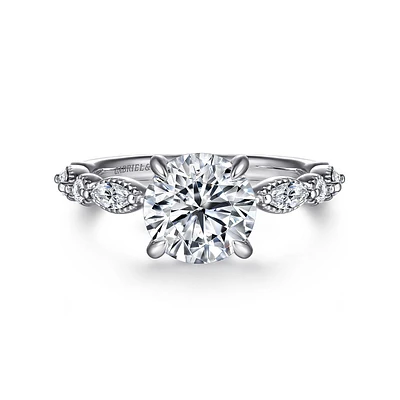 Gabriel & Co 8 Engagement Ring 14K White Gold Victorian ER16673R8W44JJ