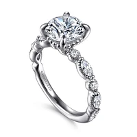 Gabriel & Co 8 Engagement Ring 14K White Gold Victorian ER16673R8W44JJ