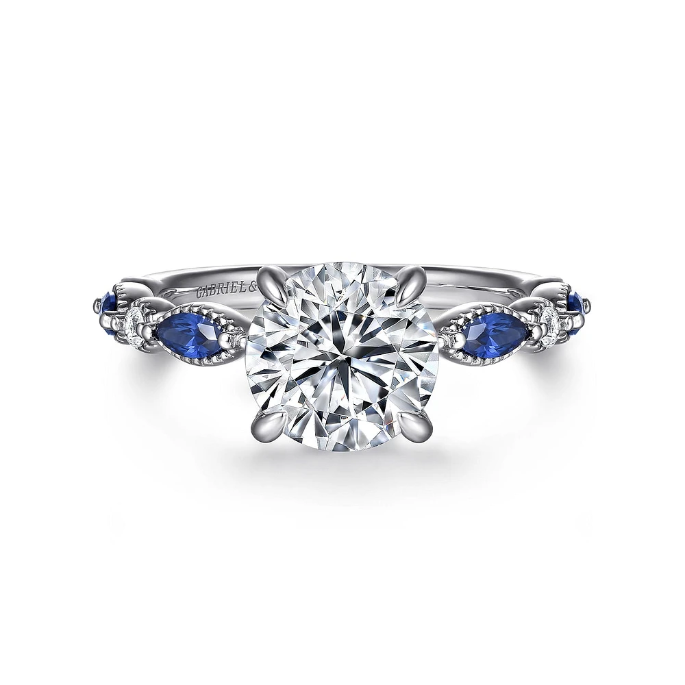 Gabriel & Co 8 Engagement Ring 14K White Gold Victorian ER16673R8W44SA