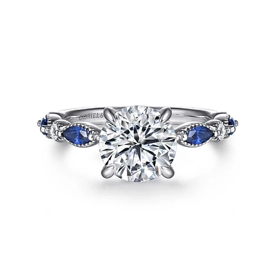 Gabriel & Co 8 Engagement Ring 14K White Gold Victorian ER16673R8W44SA