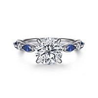 Gabriel & Co 8 Engagement Ring 14K White Gold Victorian ER16673R8W44SA