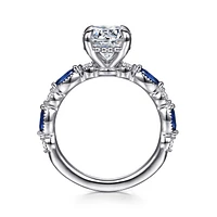 Gabriel & Co 8 Engagement Ring 14K White Gold Victorian ER16673R8W44SA