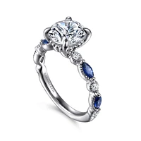Gabriel & Co 8 Engagement Ring 14K White Gold Victorian ER16673R8W44SA