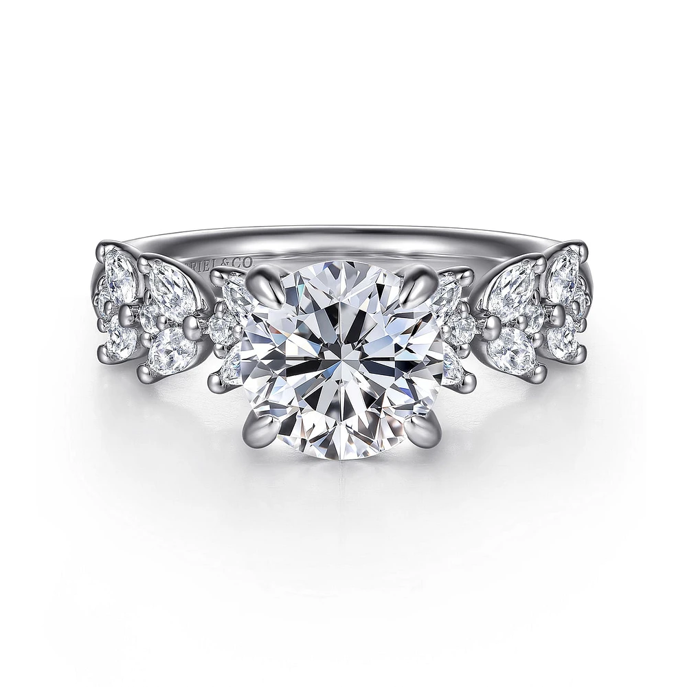 Gabriel & Co 8 Engagement Ring 14K White Gold Starlight ER16681R8W44JJ