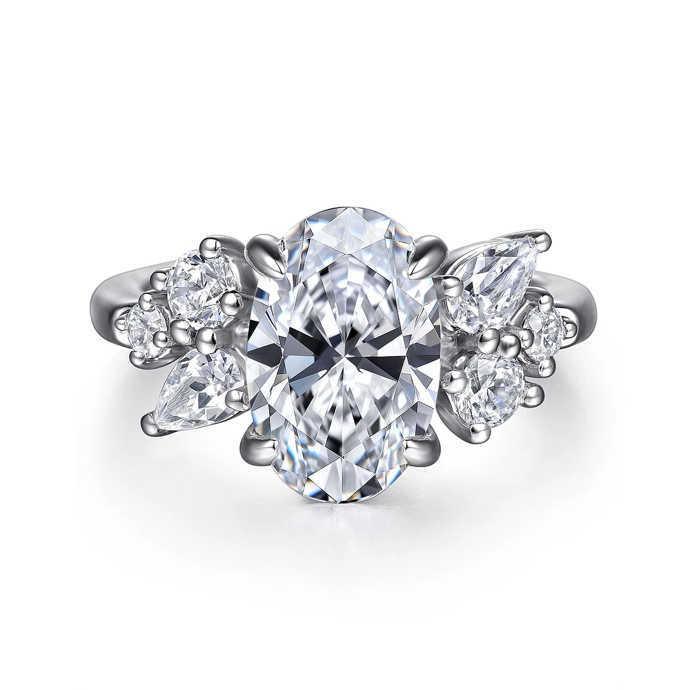 Gabriel & Co 11.5X7.5 Engagement Ring 14K White Gold Starlight ER16705O12W44JJ
