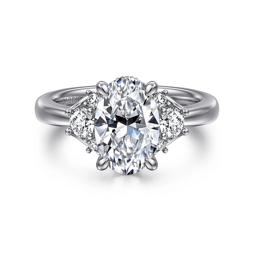 Gabriel & Co 10.5X7 Engagement Ring 14K White Gold Lotus ER16714O8W44JJ
