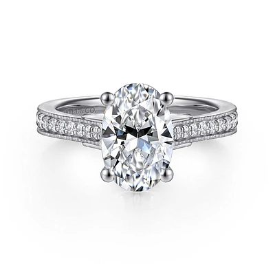Gabriel & Co 10.5X7 Engagement Ring 14K White Gold Lotus ER16720O8W44JJ