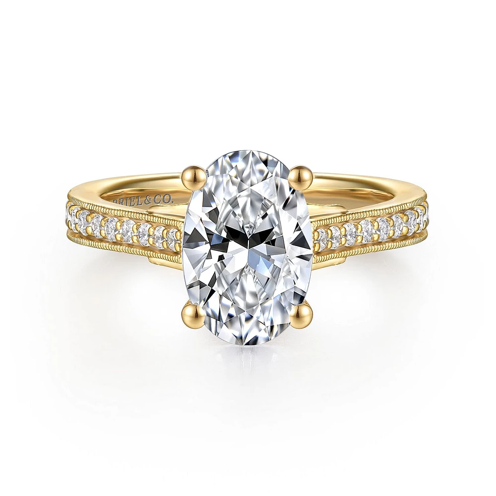 Gabriel & Co 10.5X7 Engagement Ring 14K Yellow Gold Lotus ER16720O8Y44JJ