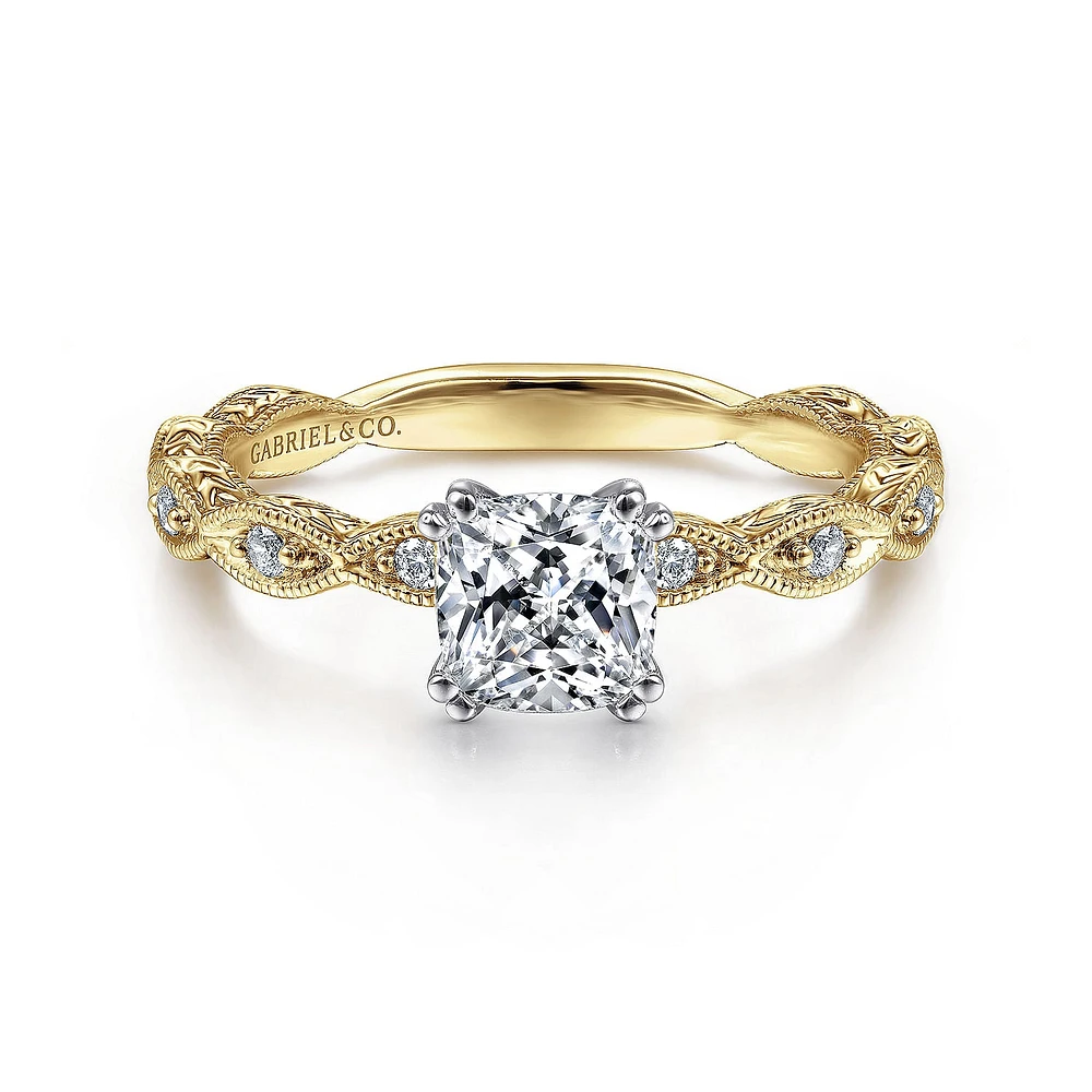 Gabriel & Co 5.5x5.5 Engagement Ring 14K Gold Victorian ER4122C4M44JJ