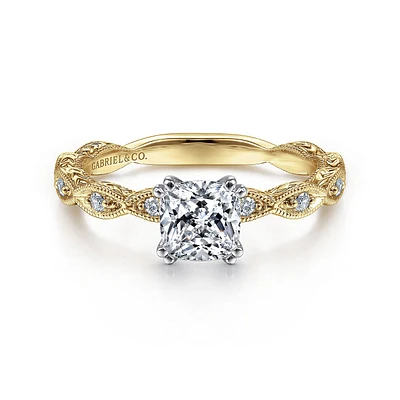 Gabriel & Co 5.5x5.5 Engagement Ring 14K Gold Victorian ER4122C4M44JJ
