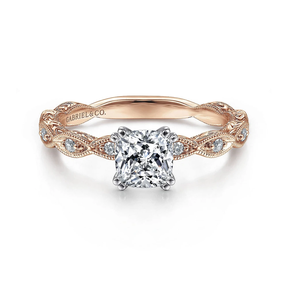 Gabriel & Co 5.5x5.5 Engagement Ring 14K Two-Tone Gold Victorian ER4122C4T44JJ