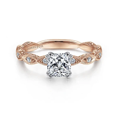 Gabriel & Co 5.5x5.5 Engagement Ring 14K Two-Tone Gold Victorian ER4122C4T44JJ