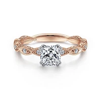 Gabriel & Co 5.5x5.5 Engagement Ring 14K Two-Tone Gold Victorian ER4122C4T44JJ