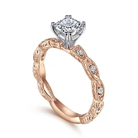 Gabriel & Co 5.5x5.5 Engagement Ring 14K Two-Tone Gold Victorian ER4122C4T44JJ