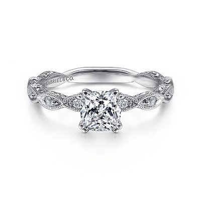 Gabriel & Co 5.5x5.5 Engagement Ring 14K White Gold Victorian ER4122C4W44JJ
