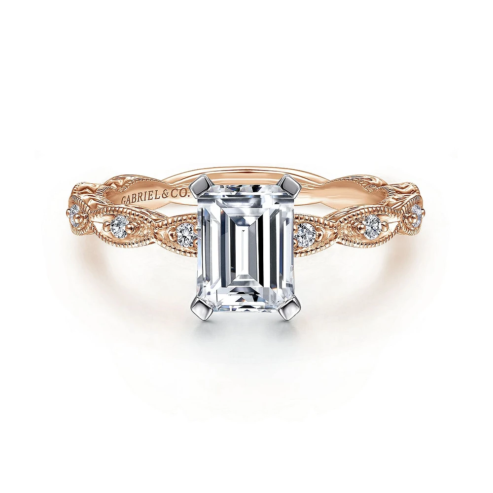 Gabriel & Co 7x5 Engagement Ring 14K Two-Tone Gold Victorian ER4122E4T44JJ