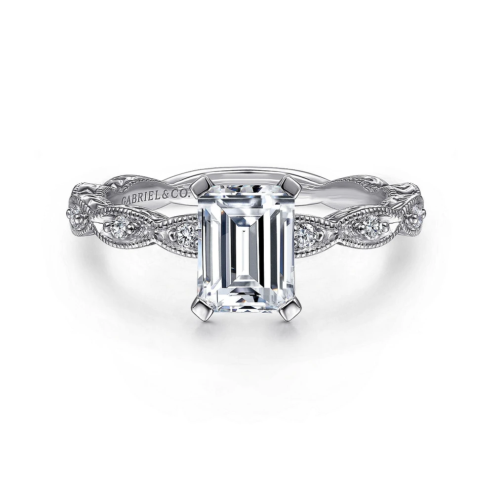 Gabriel & Co 7x5 Engagement Ring 14K White Gold Victorian ER4122E4W44JJ
