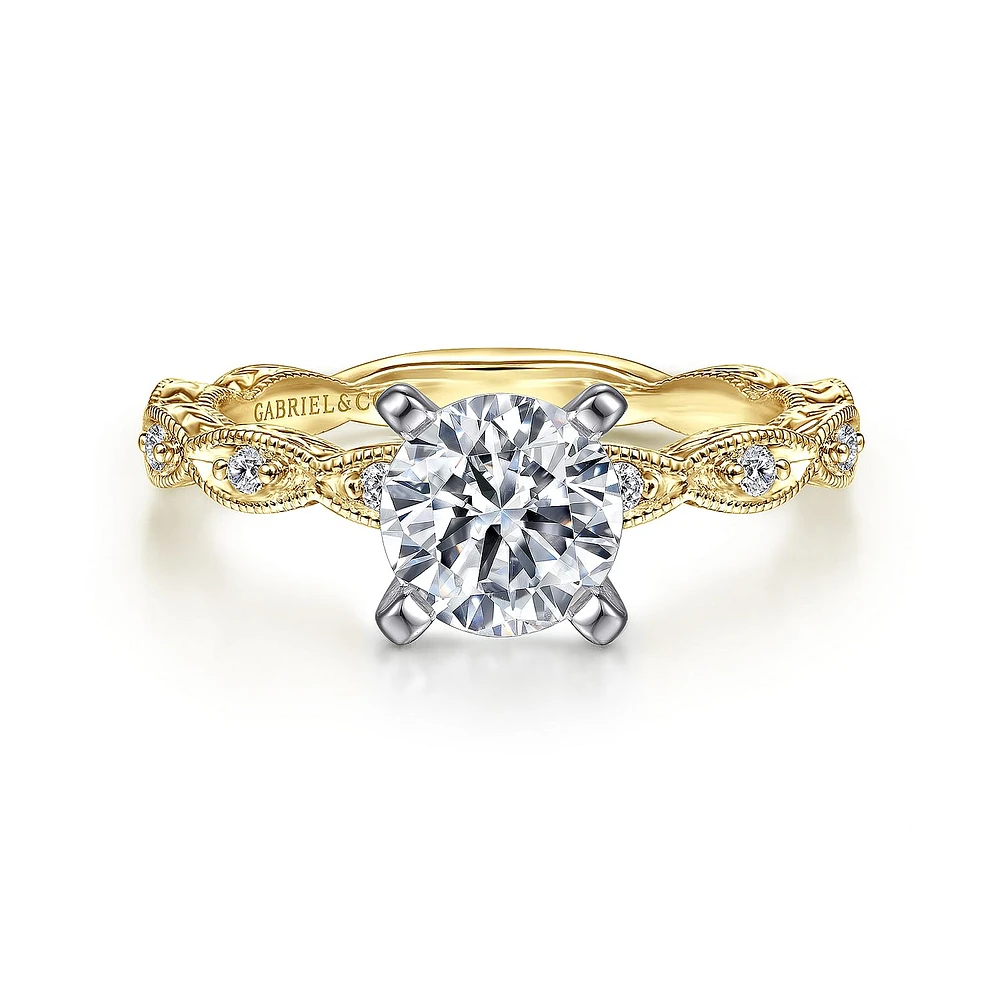 Gabriel & Co 6.5 Engagement Ring 14K Gold Victorian ER4122M44JJ