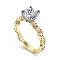 Gabriel & Co 6.5 Engagement Ring 14K Gold Victorian ER4122M44JJ