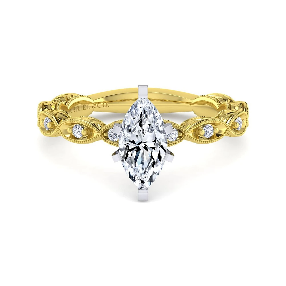 Gabriel & Co 10x5 Engagement Ring 14K Gold Victorian ER4122M4M44JJ