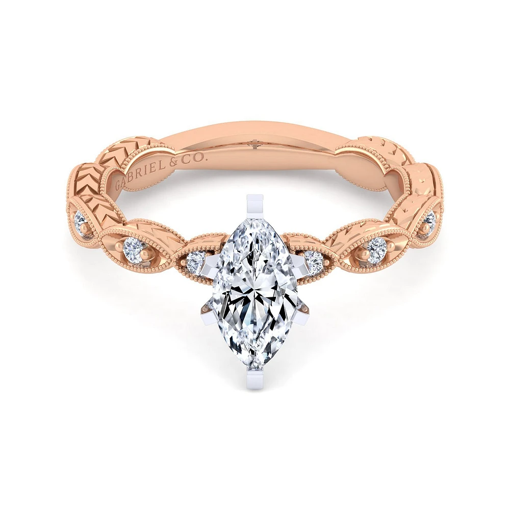 Gabriel & Co 10x5 Engagement Ring 14K Two-Tone Gold Victorian ER4122M4T44JJ
