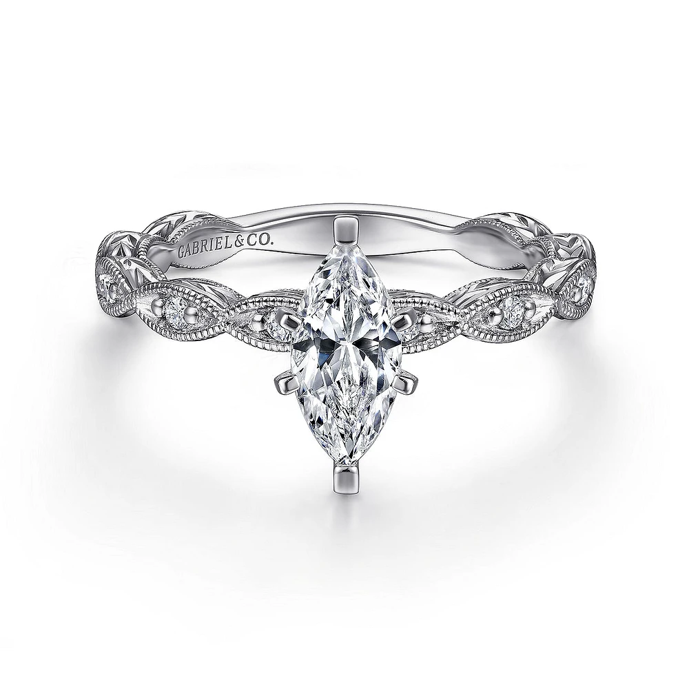 Gabriel & Co 10x5 Engagement Ring 14K White Gold Victorian ER4122M4W44JJ