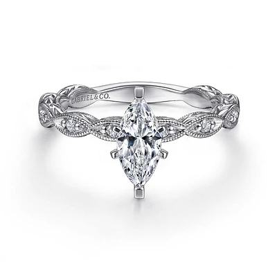 Gabriel & Co 10x5 Engagement Ring 14K White Gold Victorian ER4122M4W44JJ