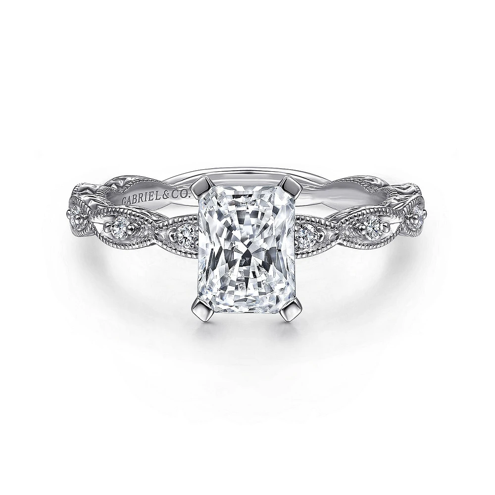 Gabriel & Co 7x5 Engagement Ring 14K White Gold Victorian ER4122N5W44JJ