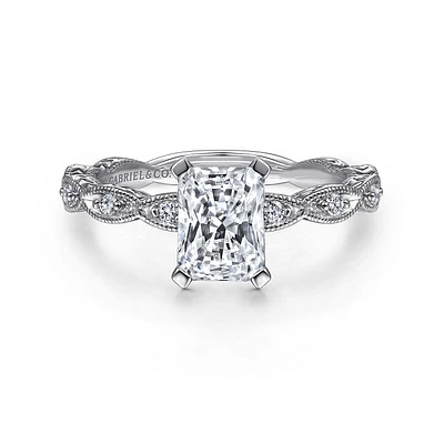Gabriel & Co 7x5 Engagement Ring 14K White Gold Victorian ER4122N5W44JJ