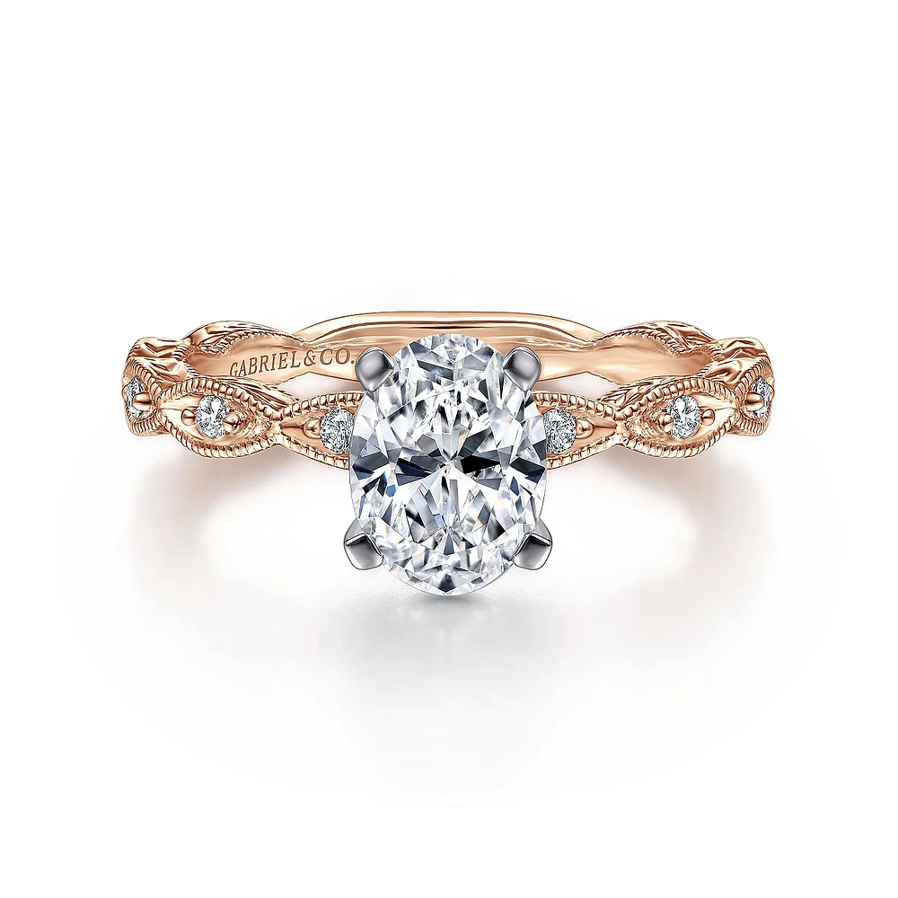 Gabriel & Co 8x6 Engagement Ring 14K Two-Tone Gold Victorian ER4122O4T44JJ