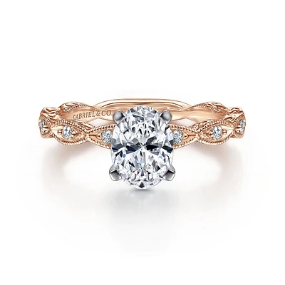 Gabriel & Co 8x6 Engagement Ring 14K Two-Tone Gold Victorian ER4122O4T44JJ