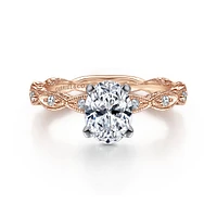Gabriel & Co 8x6 Engagement Ring 14K Two-Tone Gold Victorian ER4122O4T44JJ