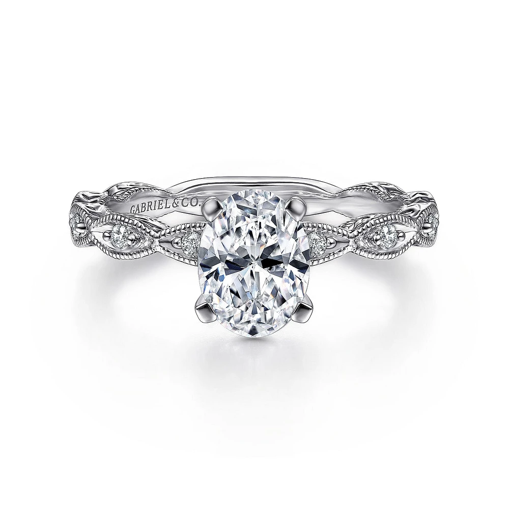 Gabriel & Co 8x6 Engagement Ring 14K White Gold Victorian ER4122O4W44JJ