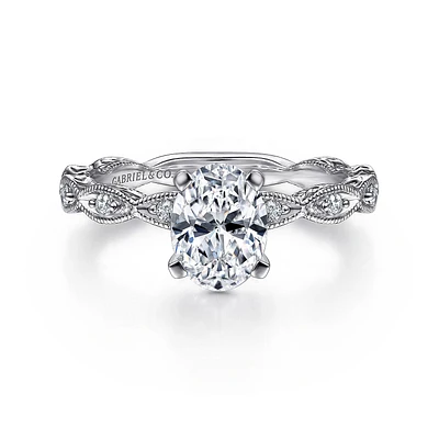 Gabriel & Co 8x6 Engagement Ring 14K White Gold Victorian ER4122O4W44JJ