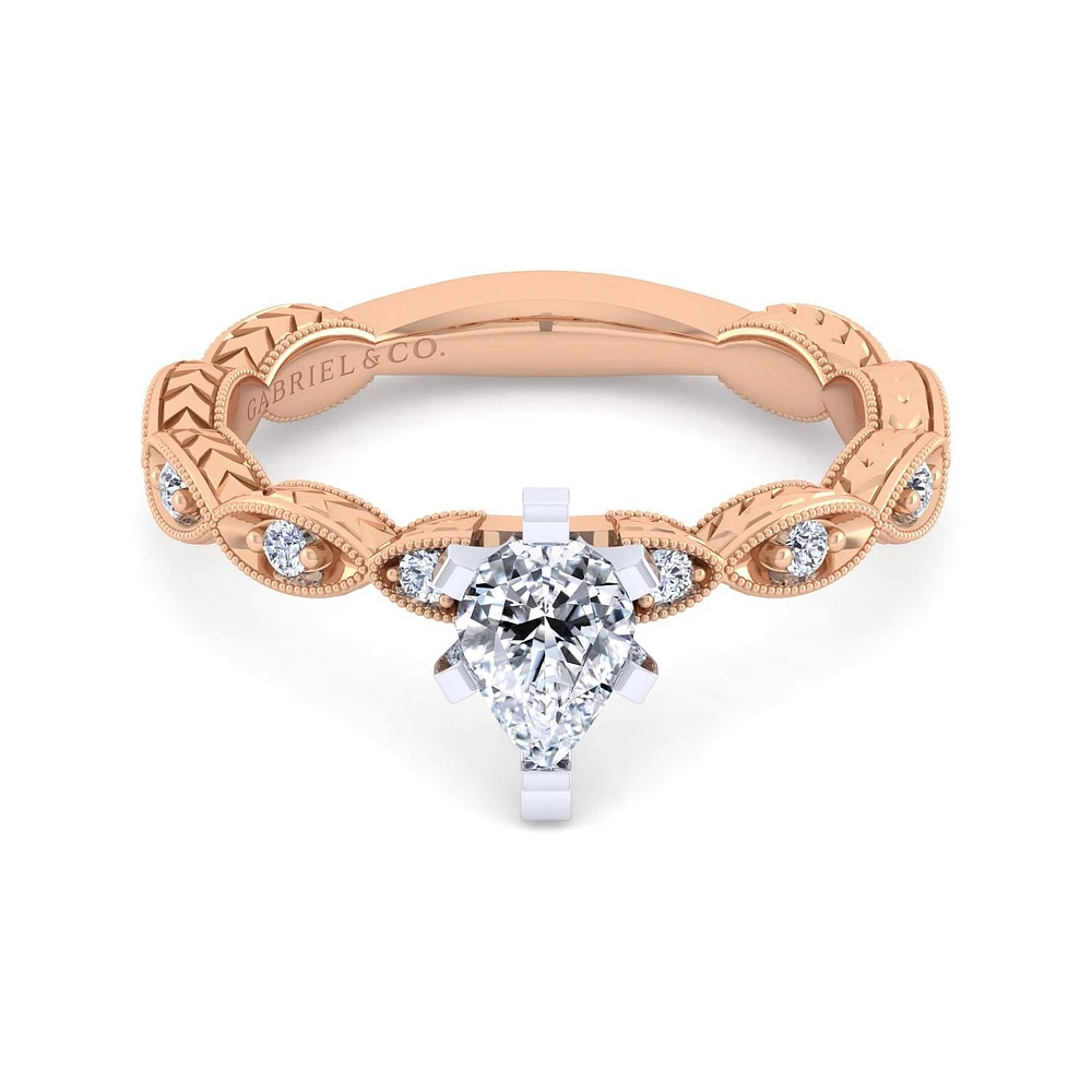 Gabriel & Co 7x5 Engagement Ring 14K Two-Tone Gold Victorian ER4122P3T44JJ