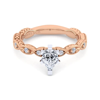 Gabriel & Co 7x5 Engagement Ring 14K Two-Tone Gold Victorian ER4122P3T44JJ