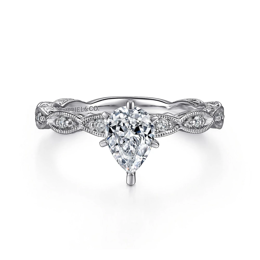 Gabriel & Co 7x5 Engagement Ring 14K White Gold Victorian ER4122P3W44JJ