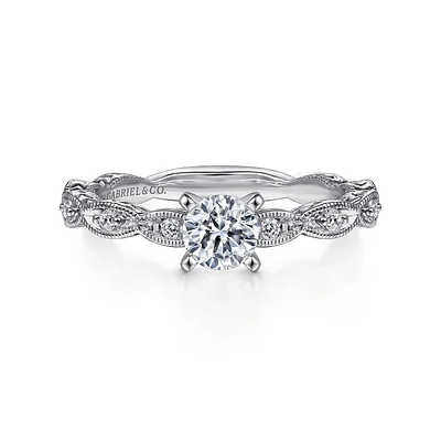 Gabriel & Co 4.3 Engagement Ring 14K White Gold Victorian ER4122R0W44JJ