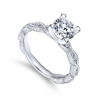 Gabriel & Co 4.3 Engagement Ring 14K White Gold Victorian ER4122R0W44JJ