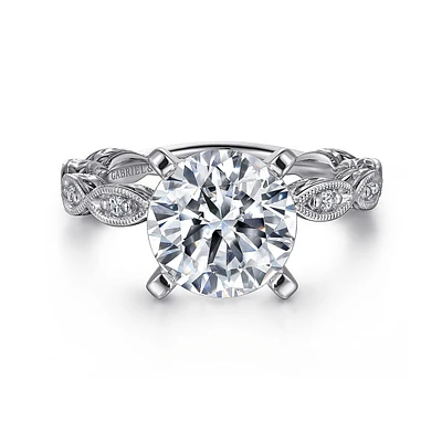 Gabriel & Co 9 Engagement Ring 14K White Gold Victorian ER4122R12W44JJ