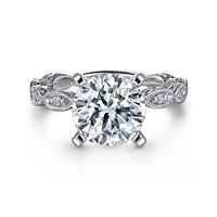 Gabriel & Co 9 Engagement Ring 14K White Gold Victorian ER4122R12W44JJ