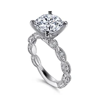 Gabriel & Co 9 Engagement Ring 14K White Gold Victorian ER4122R12W44JJ